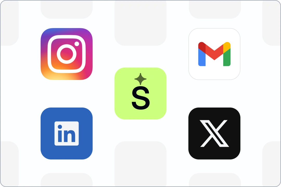 Socialmon's supports saving viral content from Instagram, LinkedIn, Email, and X into one inspiration hub.
